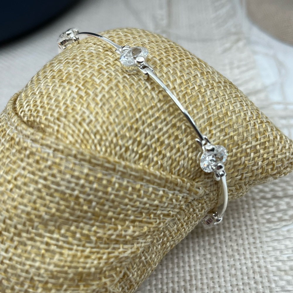 Vintage Sterling Silver CZ Link Bracelet – 925 Stamped – 7"-7.25", 8g - Picture 13 of 17